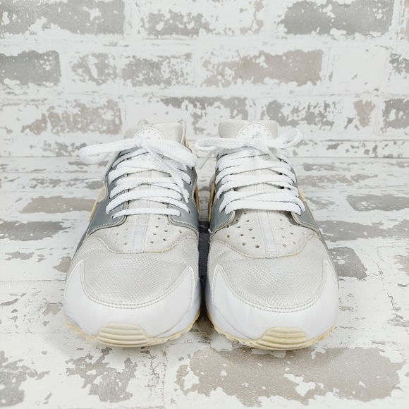 Nike Huarache Run White Metallic Silver Lace Up Athletic Sneakers B442 - Picture 5 of 9